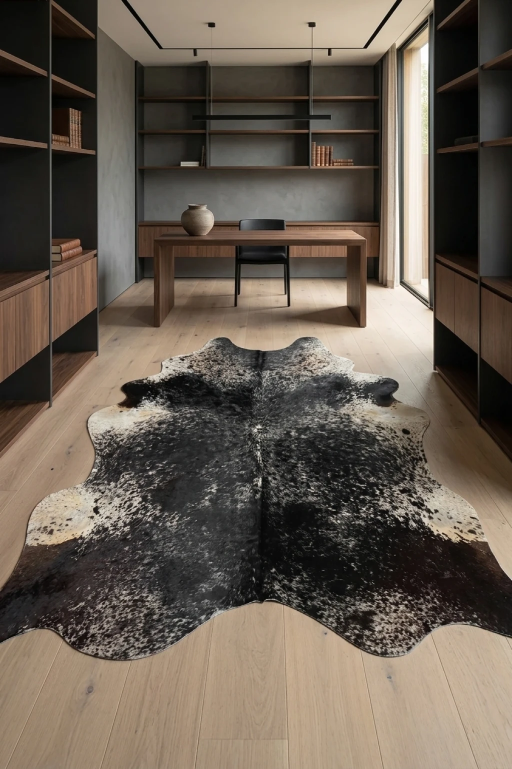 Lazlo Black Speckled Cowhide Rug 8'2" L X 6'11" W