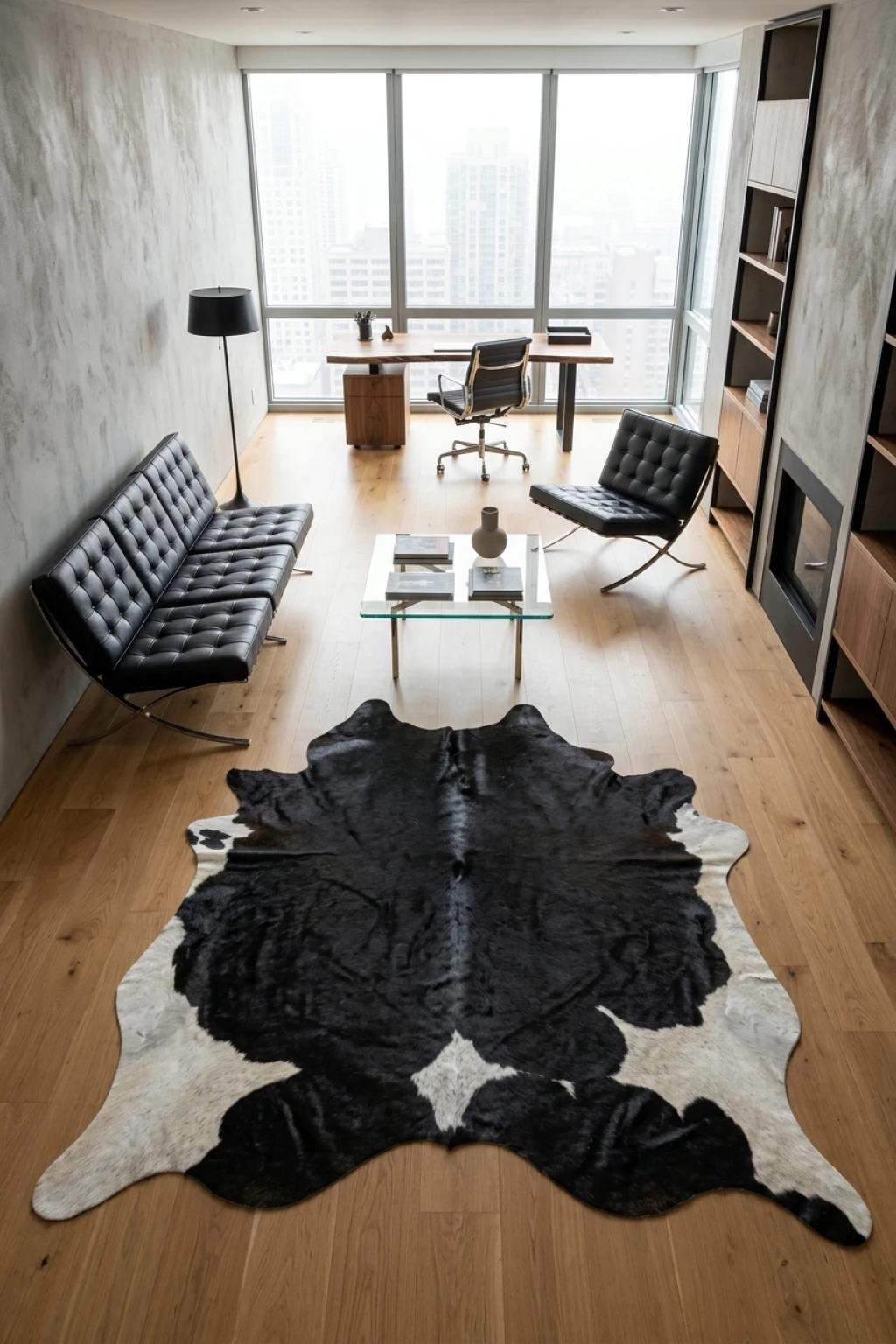 Audrey Black and white Cowhide Rug 8'3" L X 6'8" W