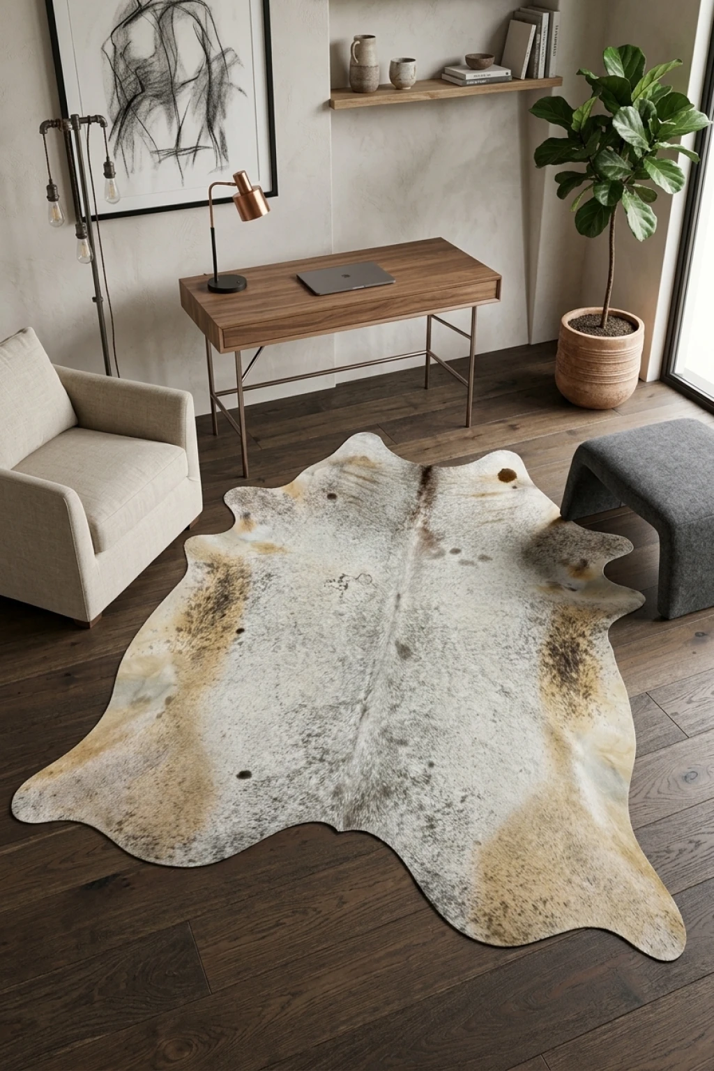 Frances Brown Speckled Cowhide Rug 7'7" L X 6'8" W