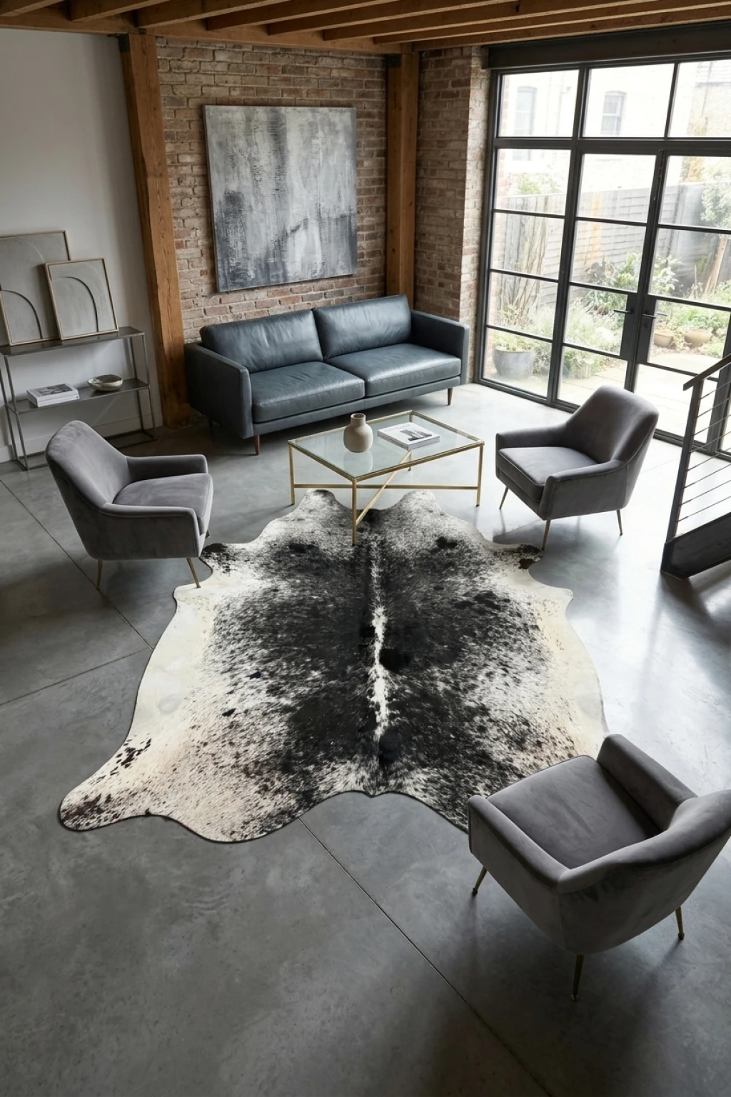Lazlo Black Speckled Cowhide Rug 7'11" L X 6'5" W