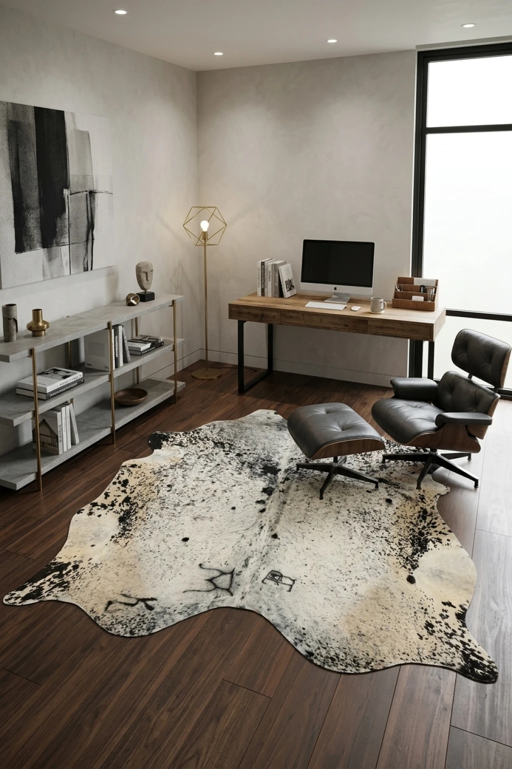 Frances Brown Speckled Cowhide Rug 7'8" L X 7'2" W