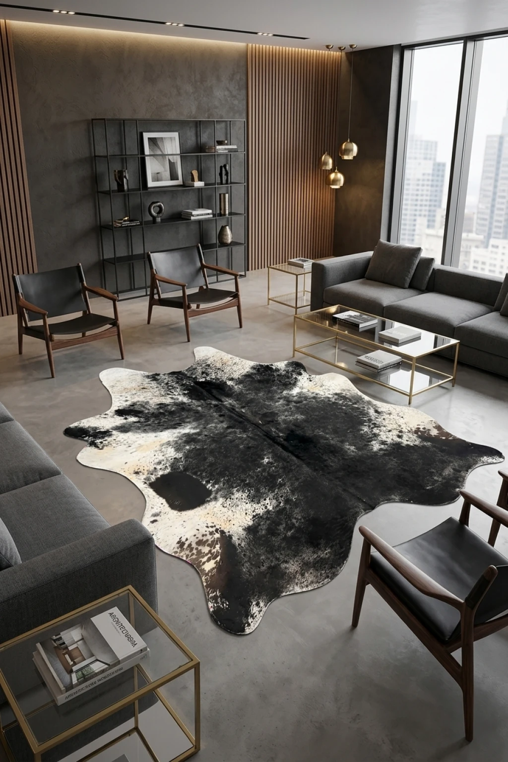 Lazlo Black Speckled Cowhide Rug 7'8" L X 7'2" W