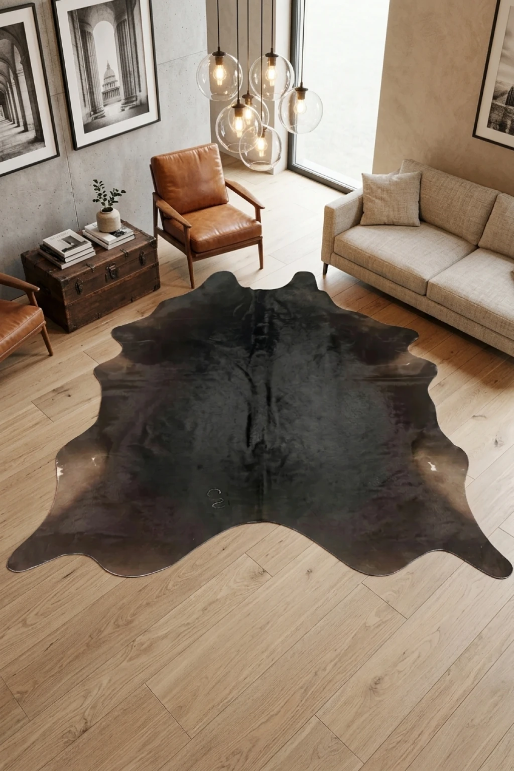 Ava Black Cowhide Rug 9' L X 7'6" W