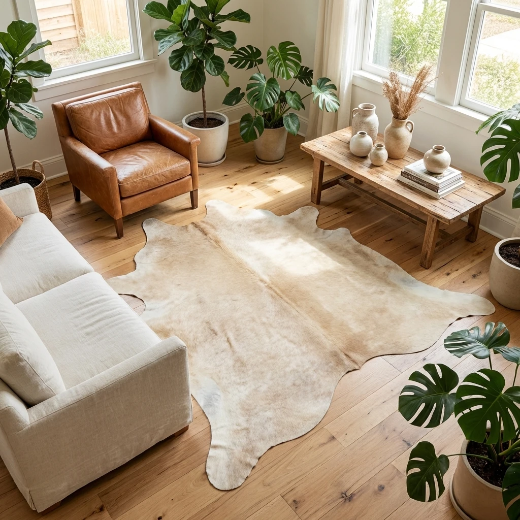 White Cowhide Rugs alternate