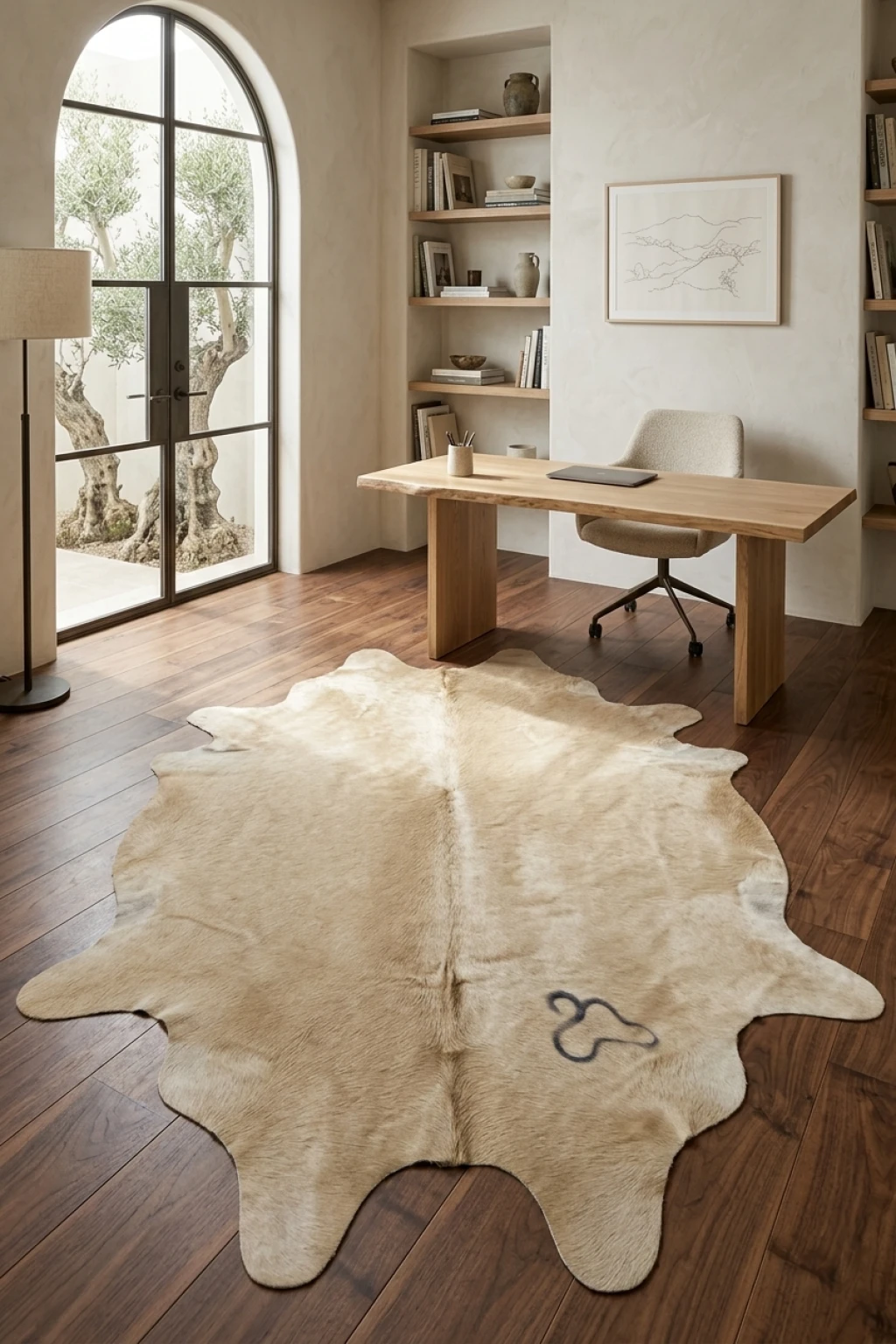 Madeleine Beige and White Cowhide Rug 7'11" L X 5'11" W