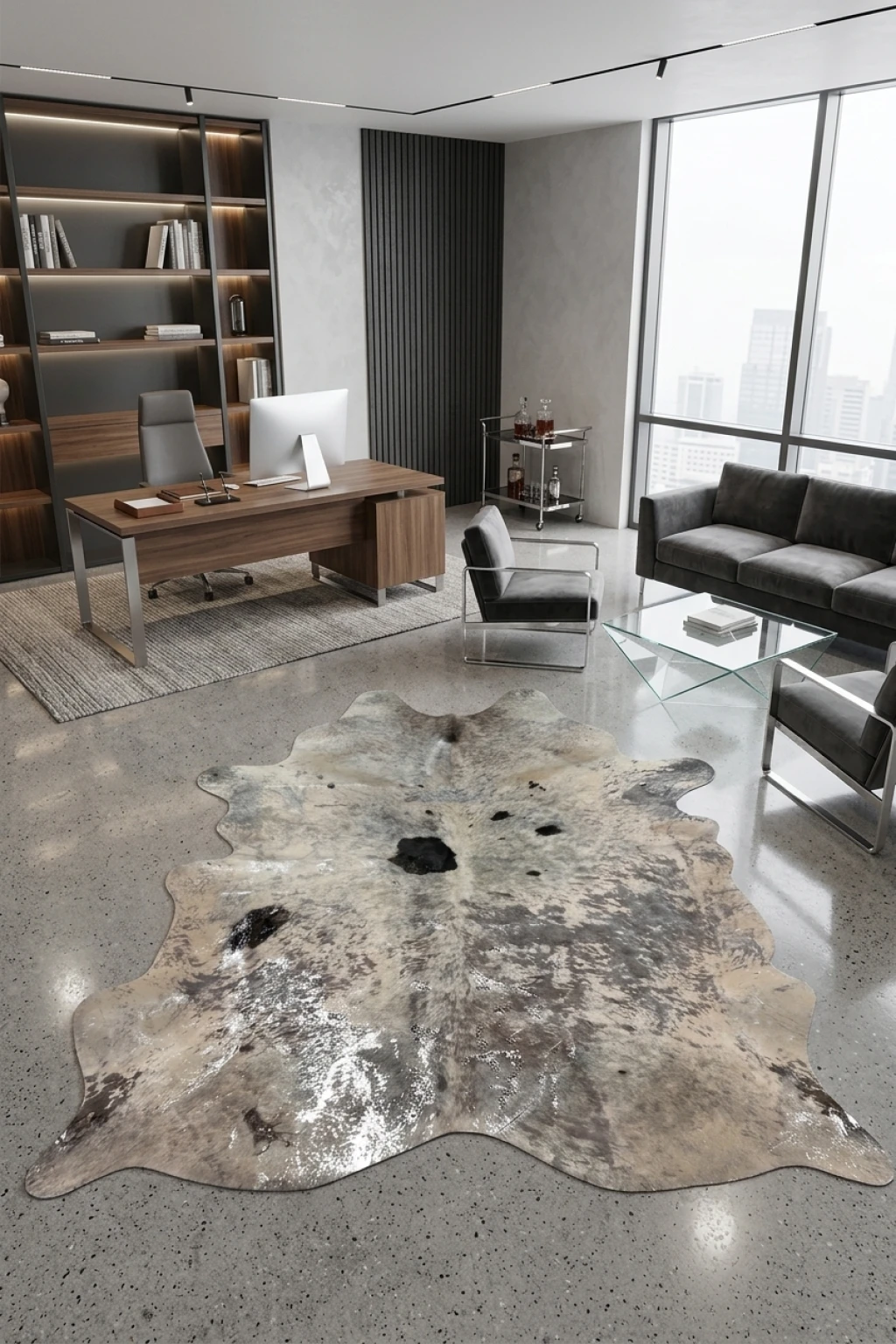 Luma Metallic Gold Cowhide Rug 7'7" L X 6'8" W