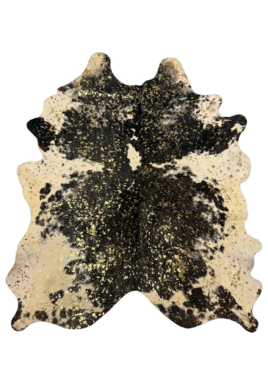 Luma Metallic Gold Cowhide Rug 7'11" L X 6'9" W