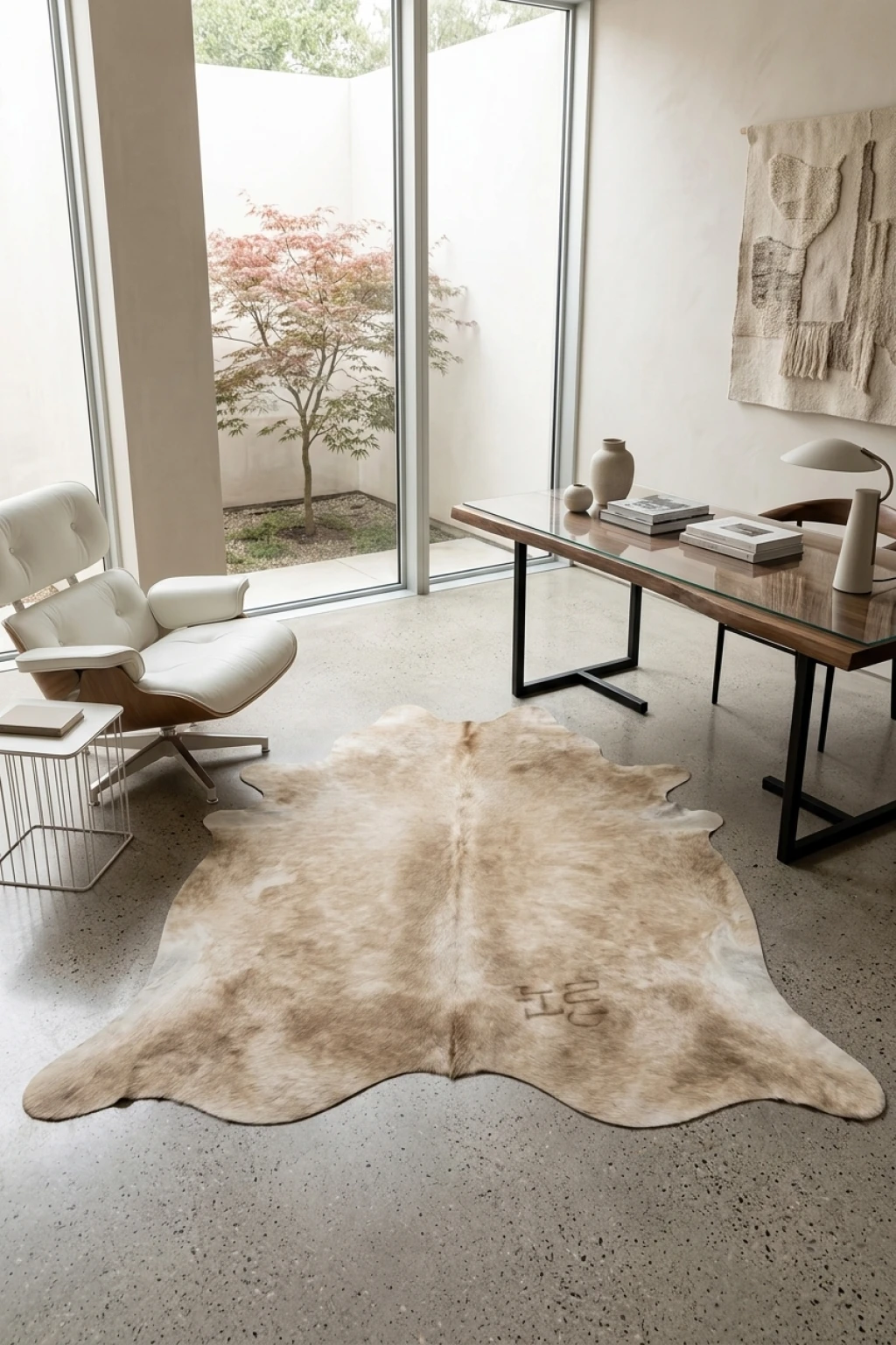 Madeleine Beige and White Cowhide Rug 7'10" L X 6'4" W